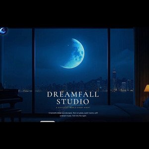 A Different World Every Night — Dreamfall Studio cover, moon over the city at night